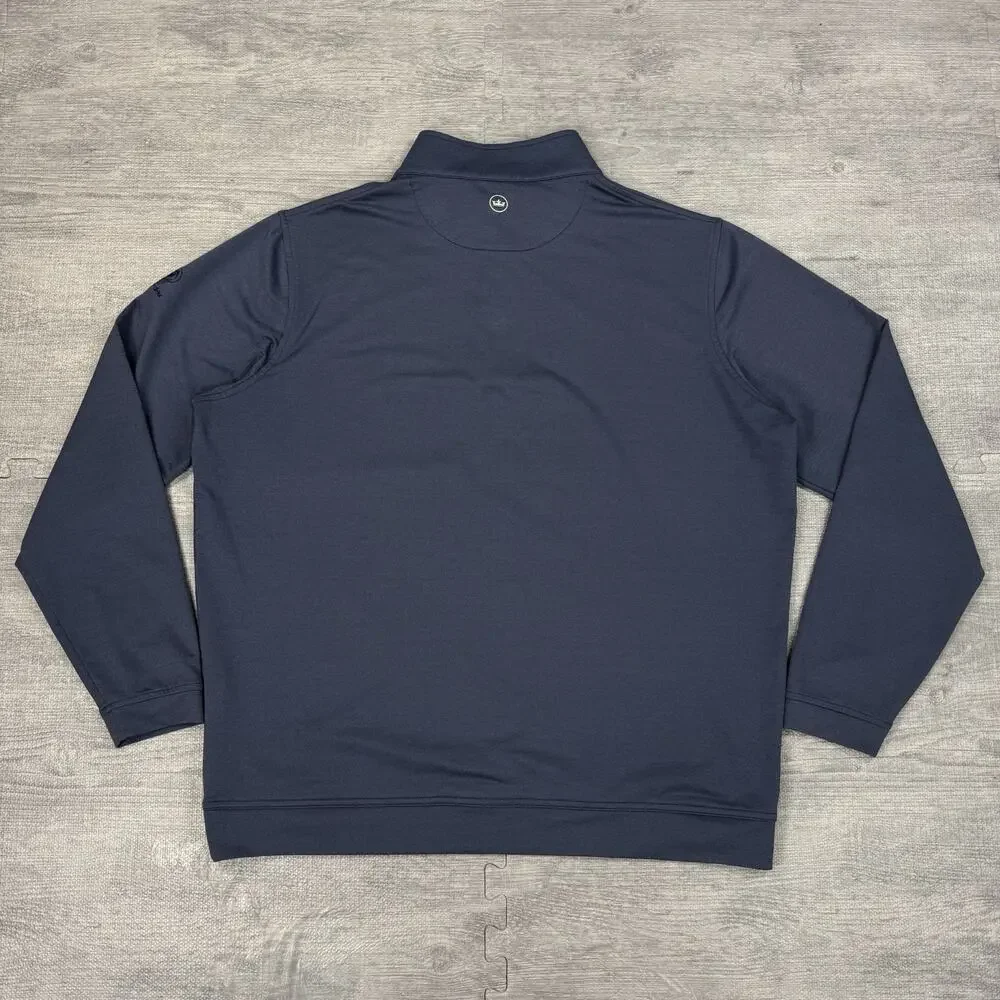 DeBordieu Golf Club Peter Millar 1/4 Zip Perth Pullover Blue Logo Men sz XL EUC